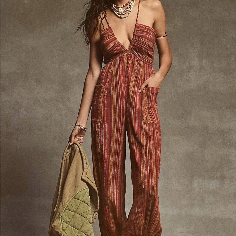 Free People Sundaze for Surfing Jumpsuit Red Clay